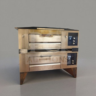 Lang GPO-2 double deck gas pizza oven in excellent condition, stone hearth, stainless steel, natural gas, fully tested.