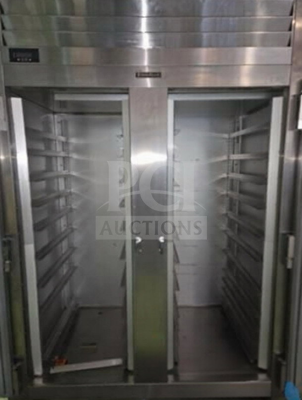 Traulsen RHT232WUT-FHG two-section glass door refrigerator, stainless steel, 51.6 cu. ft., outstanding condition, ETL/NSF listed.