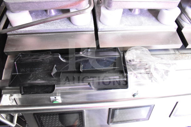 2022 Rock Solid Cargo 8.5x28 food trailer interior view showing equipment setup, including Garland Clamshell and control panels.