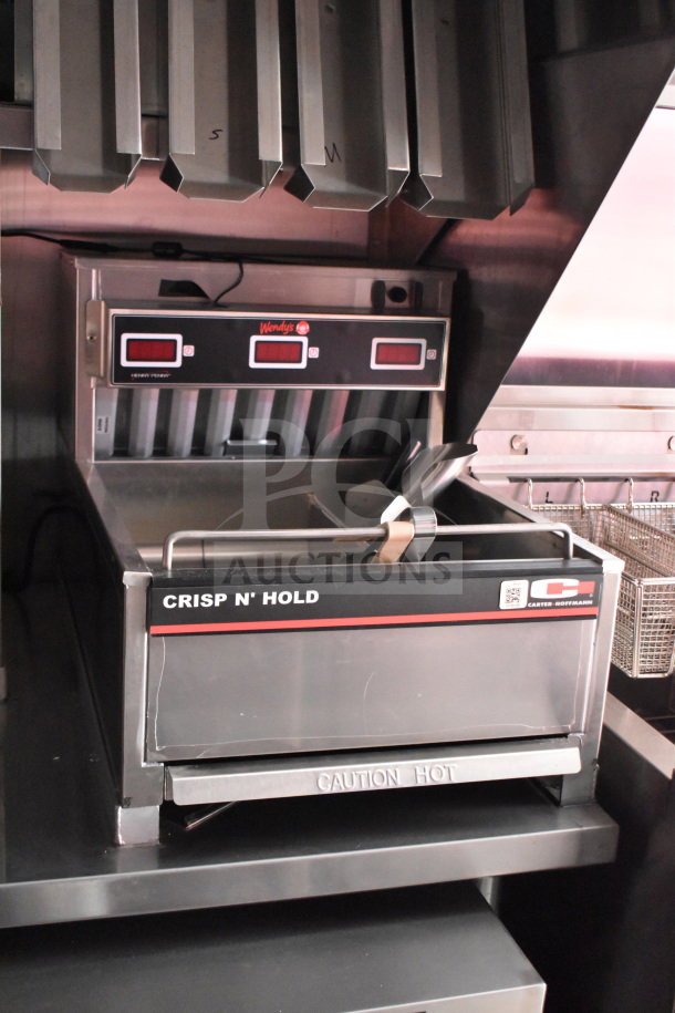 2022 Rock Solid Cargo 8.5x28 Wendy's Food Trailer interior with CaptiveAire grease hood and Carter-Hoffmann Crisp N' Hold unit.