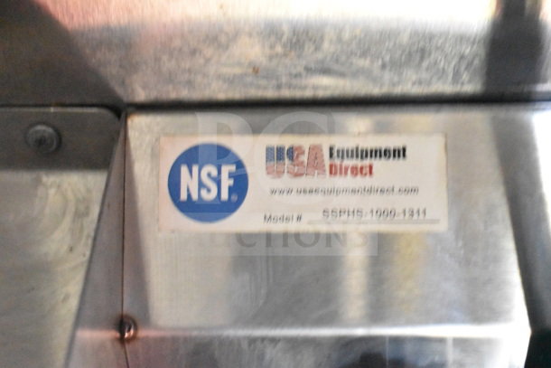 NSF certified USA Equipment Direct label on the interior of a Titanium Cargo Trailer food trailer. Model #SSPHS-1000-1311.