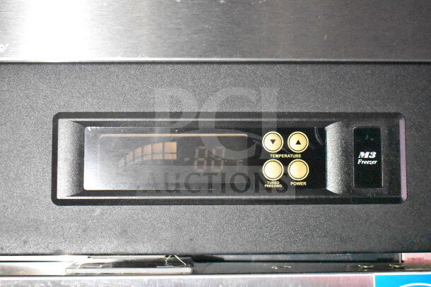 Control panel of an M3 Freezer, showing temperature settings, turbo freezing, and power buttons.