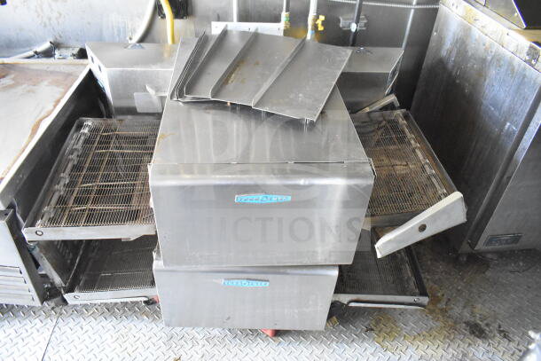 2021 Diamond Cargo 8.5'x24' food trailer interior with Turbochef rapid cook ovens, CaptiveAire grease hood.