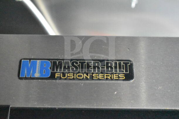 Master-Bilt Fusion Series label on a 2021 Diamond Cargo 8.5'x24' food trailer's refrigeration unit.