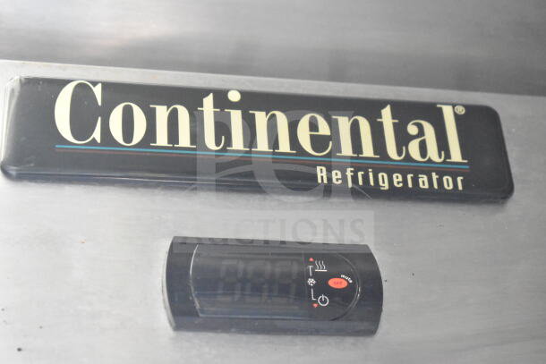 "Continental Refrigerator" logo with digital control panel displayed, indicating brand and refrigeration status for a food trailer.