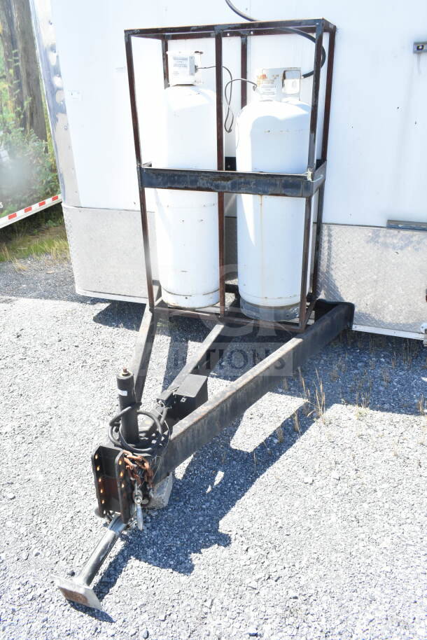2021 Diamond Cargo 8.5'x24' food trailer hitch with propane tanks, featuring CaptiveAire hood and Turbochef ovens.