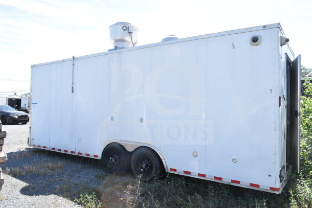 2021 Diamond Cargo 8.5'x24' food trailer with CaptiveAire grease hood and Turbochef ovens. VIN: 53NBE2429M1089847.