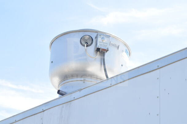 Roof view of 2021 Diamond Cargo food trailer showing CaptiveAire grease hood, essential for ventilation.