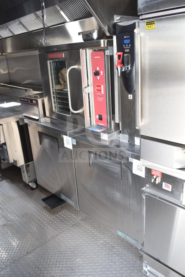 2021 Texino 28ft cooking trailer interior with Ultrafryer Ultrastat23, CaptiveAire hood, True refrigeration suite.