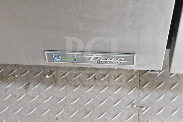 True refrigerator label on Texino cooking trailer, featuring natural refrigerant indication. Part of full 2021 refrigeration suite.