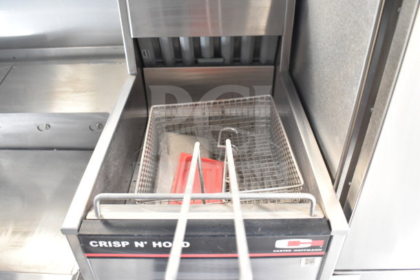 Inside view of the 2021 Texino cooking trailer showing the Carter-Hoffmann Crisp N' Hold unit with fryer basket.