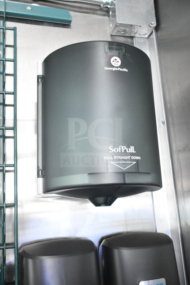 Georgia-Pacific SofPull paper towel dispenser installed in the Rock Solid Cargo food trailer.