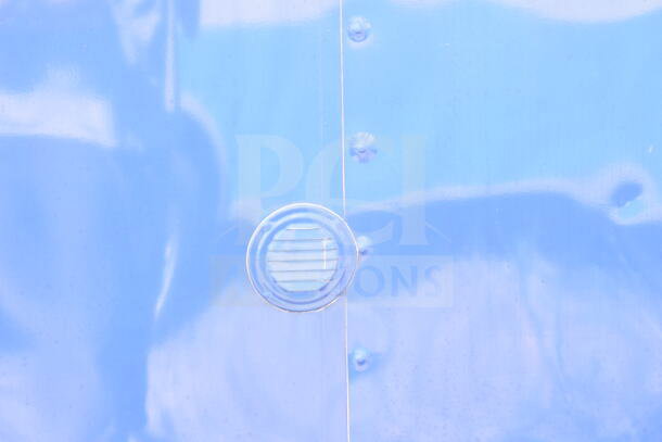 Rock Solid Cargo 8.5'x28' food trailer shell in blue, featuring a CaptiveAire grease hood, ready for customization.