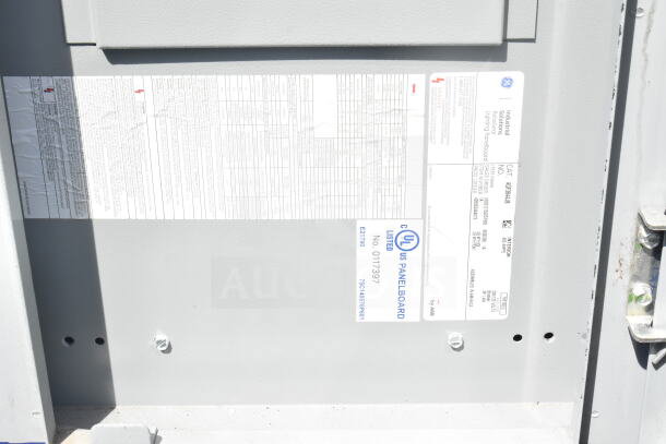 Rock Solid Cargo food trailer label showing specifications and certifications, including UL listing and panelboard details.