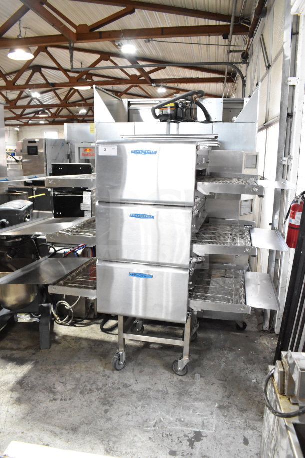 Turbochef HCW2620 commercial conveyor rapid cook oven, 3 units, stainless steel, on casters, 208/240V, 3 phase.