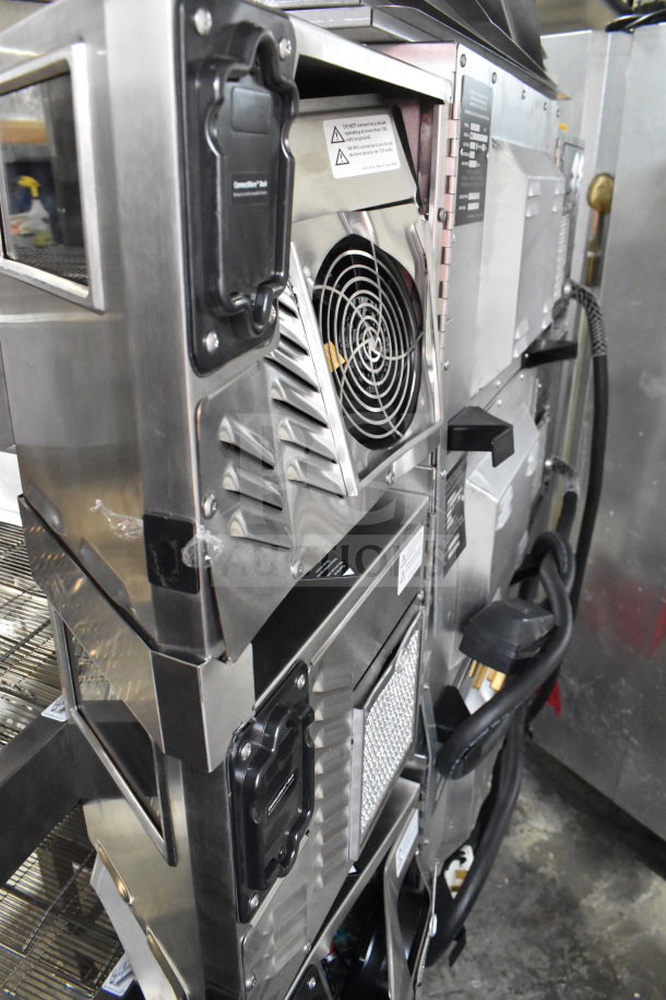 Turbochef HCW2620 commercial conveyor oven, stainless steel, on casters, 208/240V, 3-phase, electric, rapid cook.