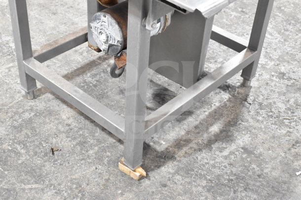 Hobart 6801 Commercial Floor Meat Saw, 200-230V, 3 Phase, stainless steel frame, visible wear, sturdy construction.