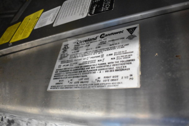 Convotherm CGS-20.20 Propane Gas Combi Oven label with installation specs and features, 239,000 BTU capacity.