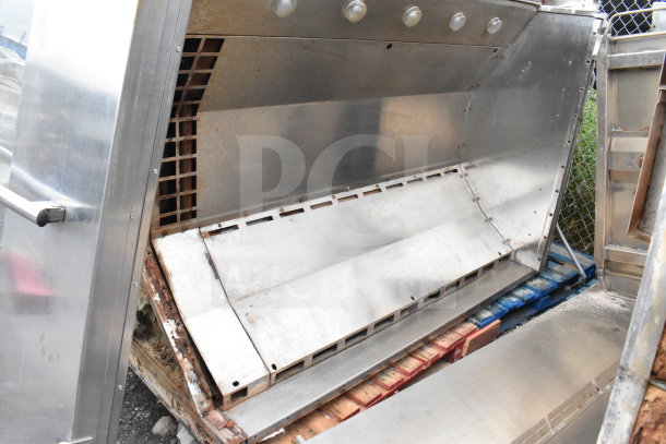 Commercial roll-in rack proofer, metal construction, needs assembly, visible interior components, used condition.