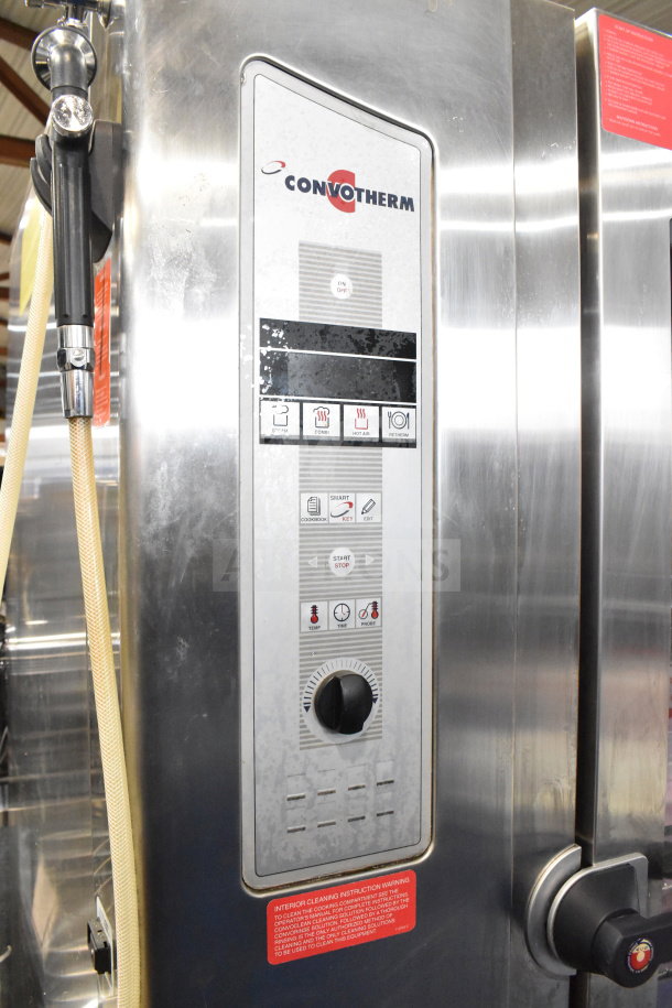 Convotherm OGB-20.20 gas combi oven, 2016 model, 265,500 BTU, roll-in rack, stainless steel, control panel visible.