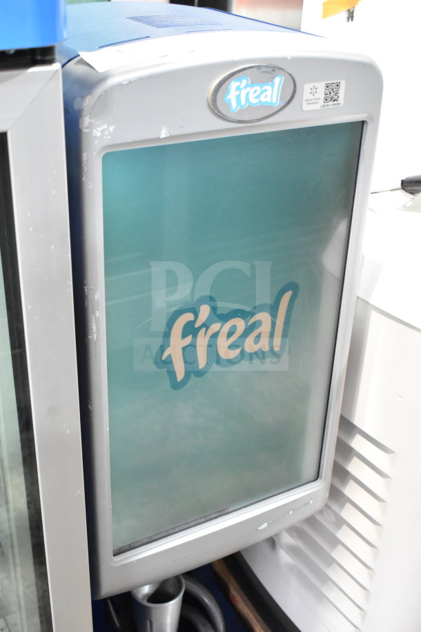 F'real FRLB4 metal countertop milkshake mixer, 115V, 1 phase, tested and working. Visible logo and minor wear on casing.
