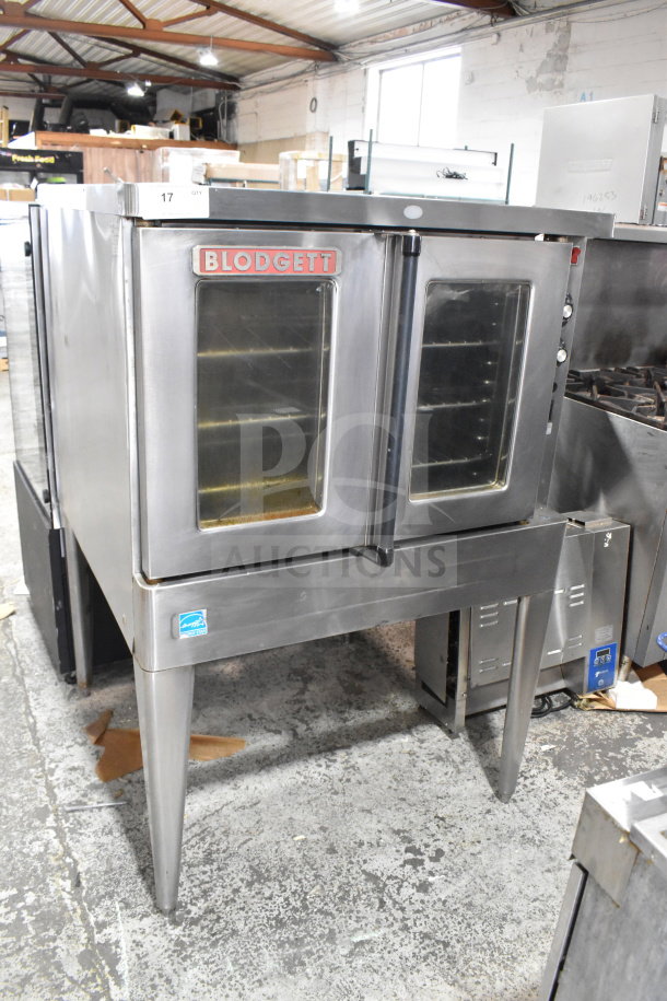 Blodgett SHO-100-E commercial convection oven, electric, 208V, 3-phase, view-through doors, thermostatic controls, metal legs.