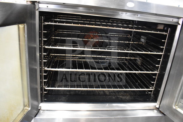 2021 Blodgett SHO-100-E convection oven with view-through doors, thermostatic controls, on metal legs, 208 volts, 3-phase.