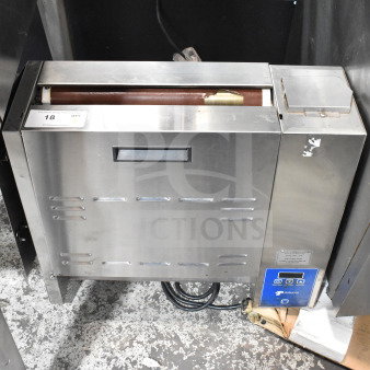 AJ Antunes GST-3V Vertical Bun Toaster, stainless steel, 208-240V, digital controls, commercial use, good condition.
