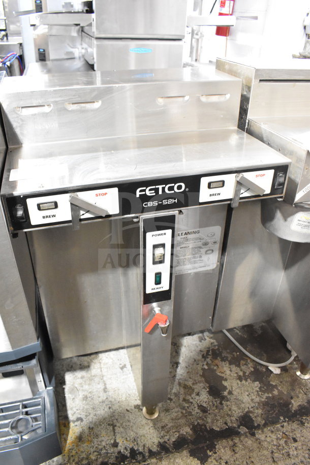Fetco CBS-52H15 commercial coffee machine, dual brew stations, stainless steel, 120/208-240V, 1 phase, used condition.