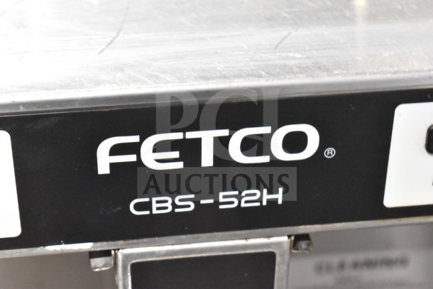 Fetco CBS-52H15 commercial double coffee machine, countertop model, visible branding. 120/208-240V, 1 phase.