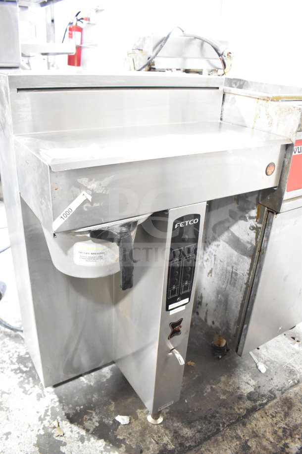 Fetco CBS-2052e commercial double coffee machine, stainless steel, countertop model, 120/208-240V, 1/3 phase.