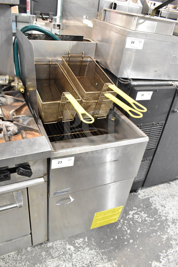 2018 Pitco Frialator 65C commercial deep fryer, 65 lb capacity, natural gas, 150,000 BTU, used condition, visible labels.