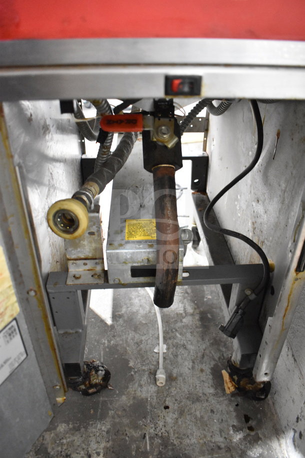 Vulcan 1ERD50 commercial floor-style electric deep fat fryer, 480V, 3-phase. Visible internal components, used condition.