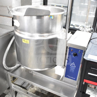 Cleveland KET-12-T 12 Gallon Electric Tabletop Kettle, stainless steel, 440-480V, tilt feature, excellent condition.