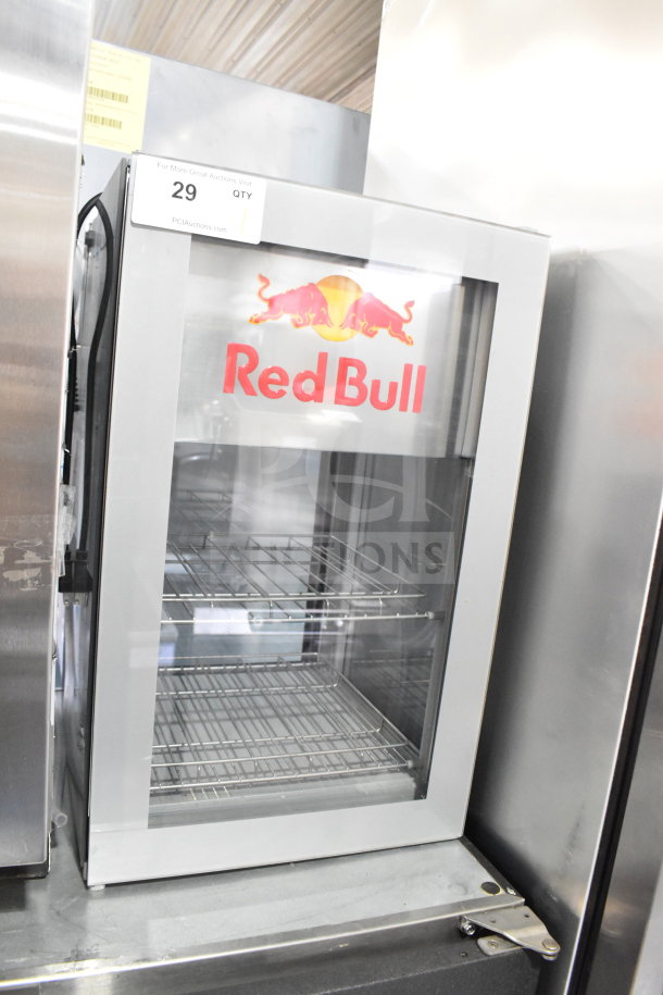 Vestfrost VC215028011 Red Bull Mini Cooler Merchandiser, 115V, 1 Phase, glass door, shelves, Red Bull logo, excellent condition.