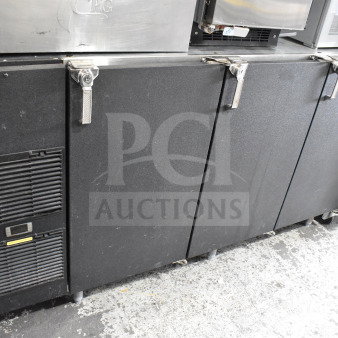 Glastender ND72-L1-BN commercial 3-door back bar cooler, 115V, 1-phase. Black finish, sturdy handles, used condition.