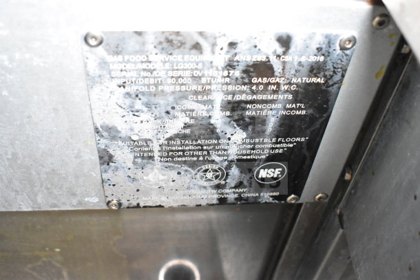 Vulcan LG300-5 deep fat fryer, natural gas, 90,000 BTU, commercial floor style, NSF certified, visible model label.