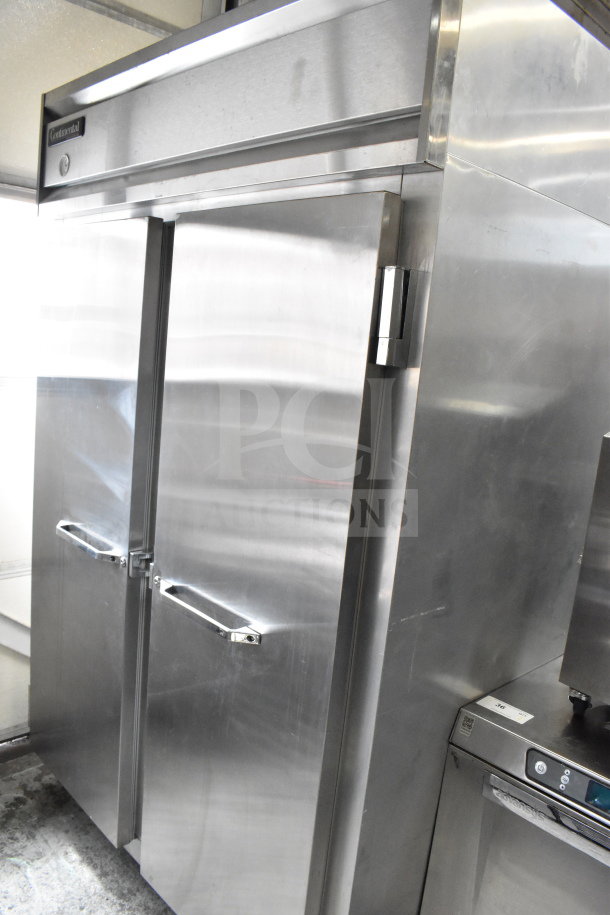 Continental 2R commercial 2-door reach-in cooler, stainless steel, 115 volts, 1 phase. Clean, well-maintained.