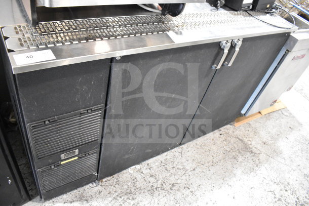 Glastender KC60-L1-BSH commercial kegerator, black finish, stainless steel top, dual doors, 115V, 1 Phase, used condition.