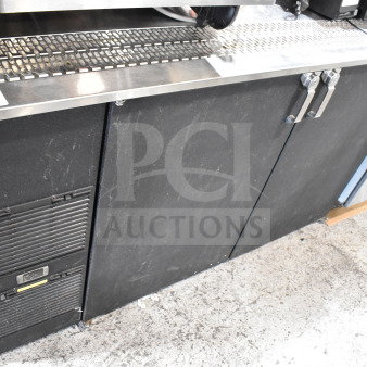 Glastender KC60-L1-BSH commercial kegerator, black finish, stainless steel top, dual doors, 115V, 1 Phase, used condition.
