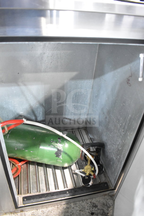 Glastender KC60-L1-BSH kegerator interior with CO2 tank and regulator, 115V, used condition.