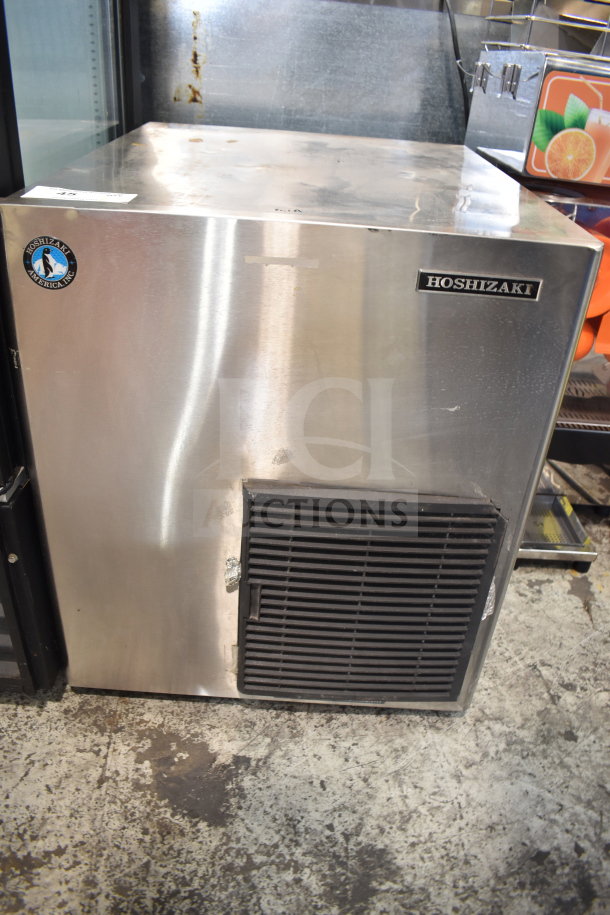 Hoshizaki F-801MAH commercial flaker ice machine head, stainless steel, 115-120 volts, 1 phase, showing minor wear.