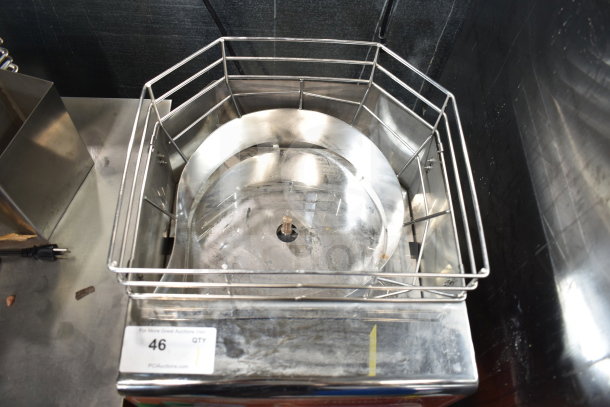 Vevor 2000E4 Commercial Citrus Juicer, stainless steel, 110V, 1 phase, visible wear, model label intact.