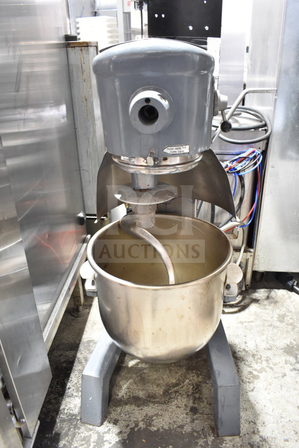 Hobart D300T commercial dough mixer, 30-quart with bowl and dough hook. 200V, 3-phase, used condition.