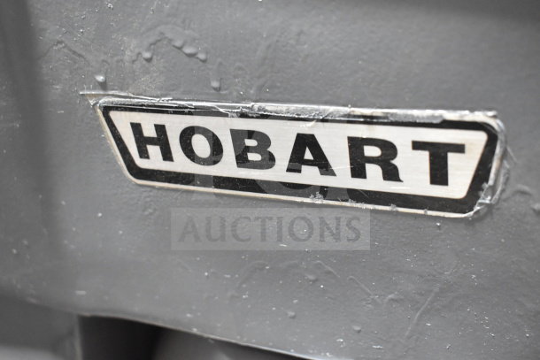 Hobart D300T commercial dough mixer label showing brand name. Model: D300T.