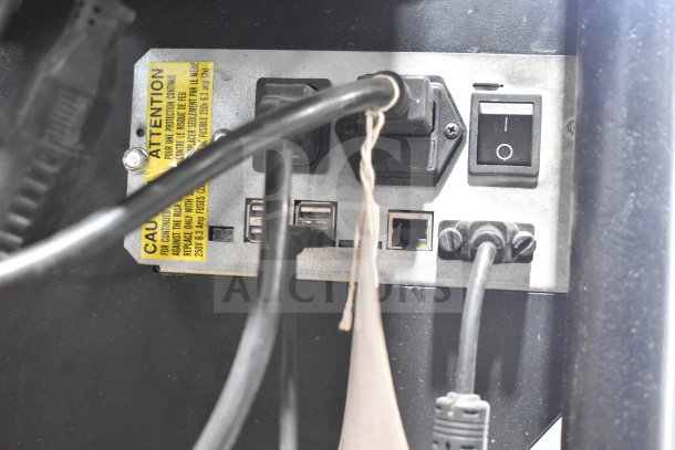 JohnBeam 1200P Commercial Floor Balancer panel, 230V, 1 Phase, with power connections and safety label visible.