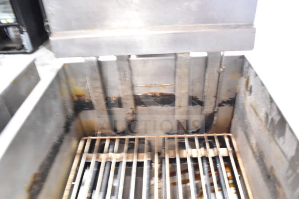 Vulcan 1ERD50 commercial electric deep fat fryer, 480V, 3-phase, on casters, interior wear visible, suitable for high-demand use.