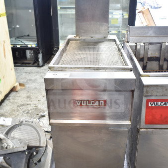 Marshall Air Systems AP8D commercial electric dumping station with casters, 120V, 1 phase, used, with visible Vulcan branding.