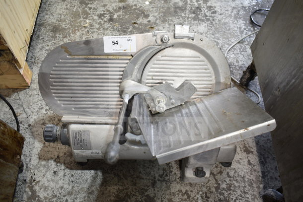 Hobart 2612 Commercial Meat Slicer, 120V, 1 Phase, used condition, countertop model with visible wear, auction tag attached.