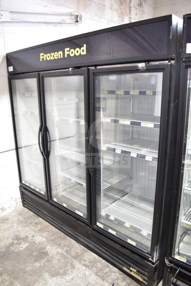 2016 True GDM-72F-HC 3-door reach-in freezer merchandiser, tested and working, 115/208-230V, 1 phase.